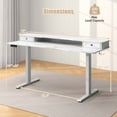thumbnail image 3 of Costway 63" x 24" Electric Standing Desk with 2 Drawers Monitor Stand Storage Shelf White, 3 of 9