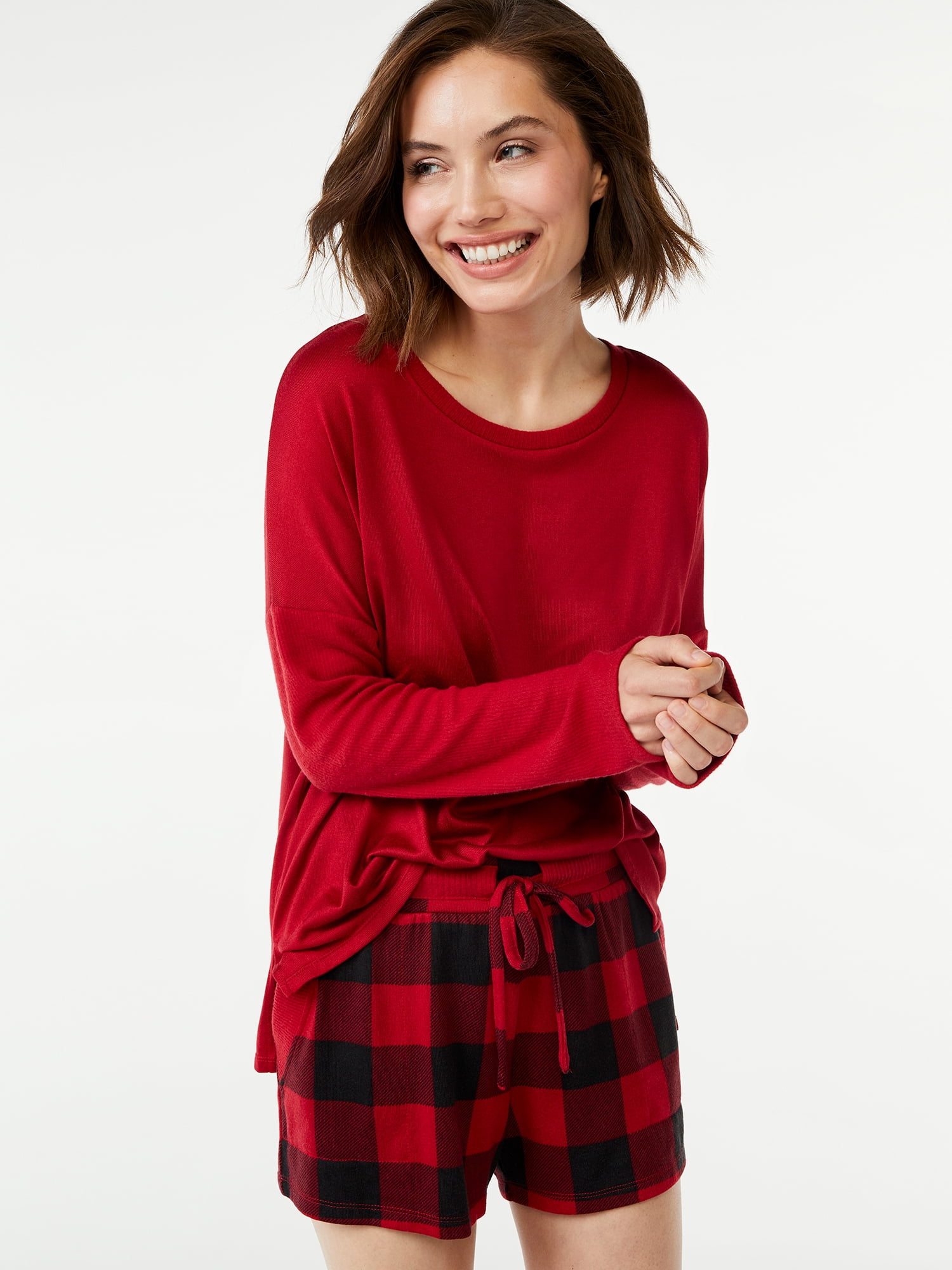 women's long sleeve and shorts pajama set