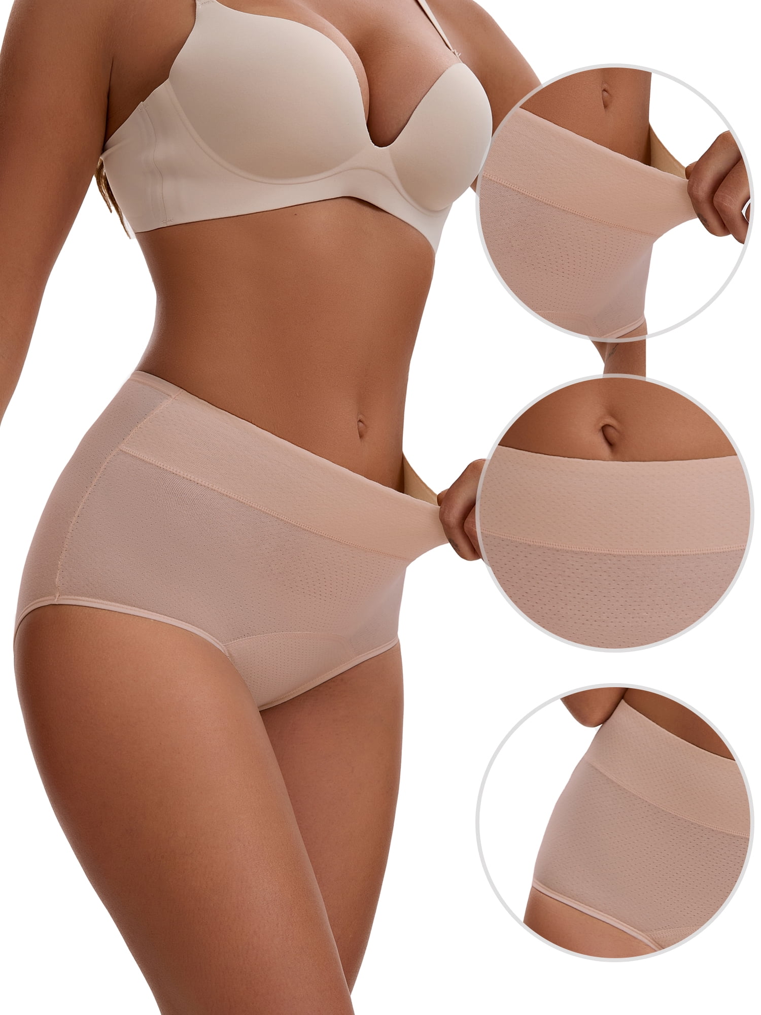 Unique Bargains Women's High Waist Cotton Briefs with Leak Proof Feature S Pink