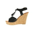 thumbnail image 2 of Forever Young Women's Faux Leather T-strap With Tassels Embellishments Wedge, 2 of 6