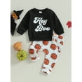 thumbnail image 2 of Cenuakty Baby Boys Girls Halloween Outfits, Long Sleeve Sweatshirt + Pumpkin Pants Set Toddler Clothes, 2 of 9