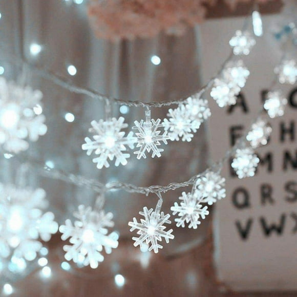 LED Christmas Lights Snowflake String Lights 10ft 20 LED 20ft 40 LED Fairy Lights Battery Operated Twinkle Lighting Indoor Outdoor Hanging Snowflakes Decor for Bedroom Home Party Xmas Tree