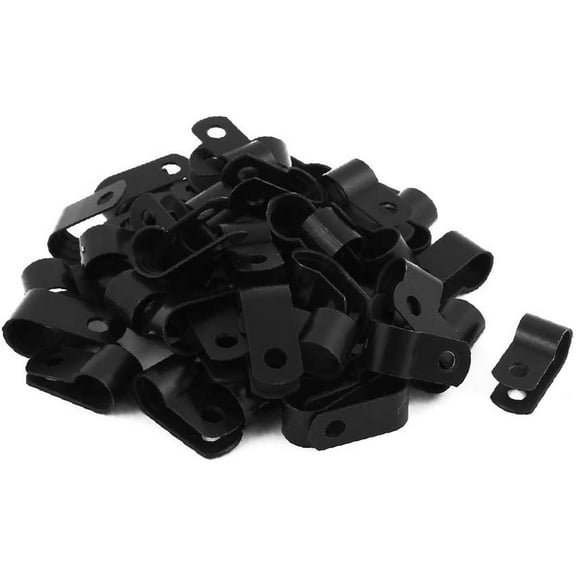 50Pcs Nylon R Type 5/16" 8.4mm Cable Cord Wire Clamp Clip Fastener Black(50Pcs Nylon R Tipo 5/16' '8,4mm Cavo Cavo Fascetta Clip Fermo