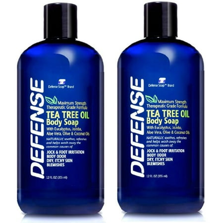 Shower Oil Collection - Defense Soap Body Wash Shower Gel 12 Oz (Pack of 2) | 100% Natural Tea Tree Oil and Eucalyptus Oil Helps Wash Away Ringworm, Jock Itch, Athlete's Foot, Psoriasis, Yeast, and Body Odor