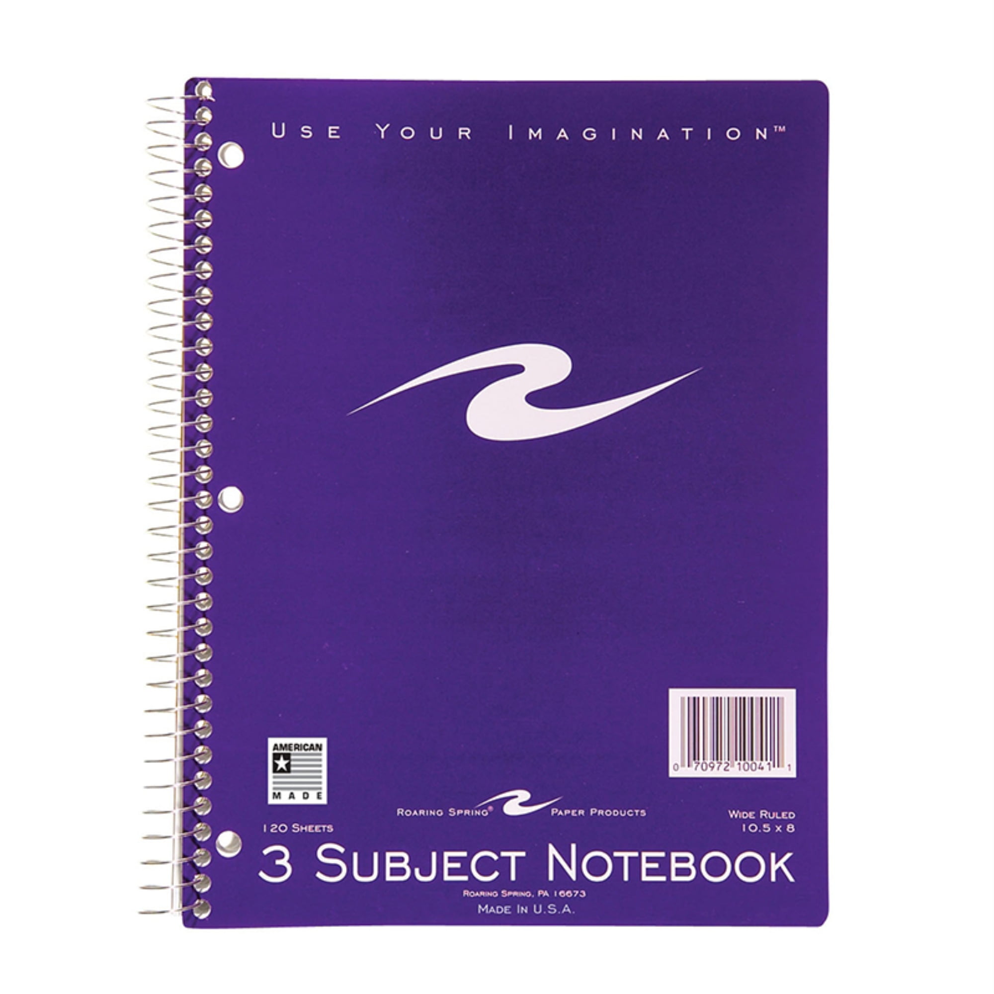 Spiral Notebook, 3Subject, 120 pages