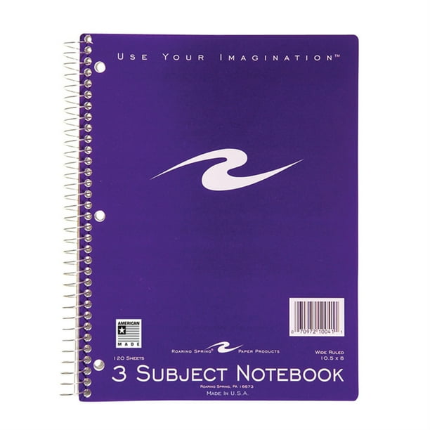 Spiral Notebook, 3Subject, 120 pages