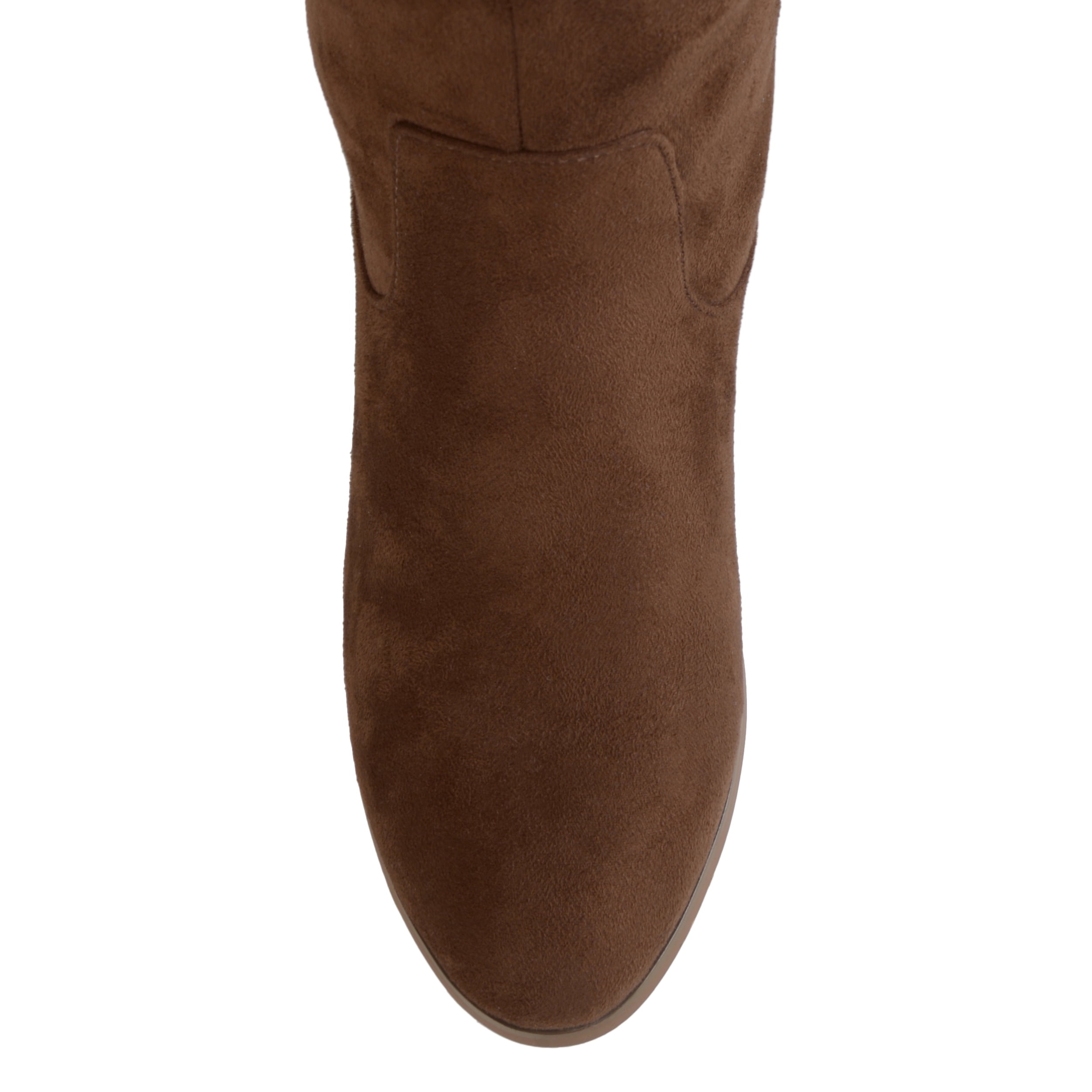Journee Collection Women's Sanora Mid-Calf Wide Calf Stacked Heel Riding Boots