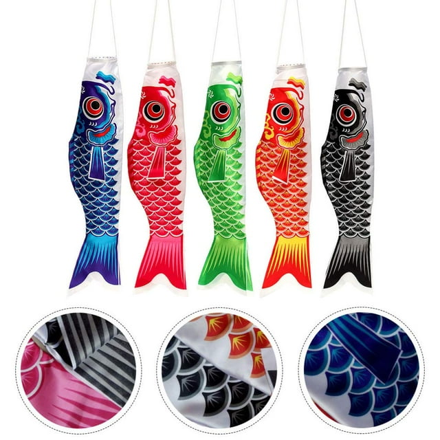 Cometa con bandera de pez serpentina de carpa japonesa, decoración colgante para sala de Bar de Sushi japonés (70x17cm) y uso duradero, 5 uds.
