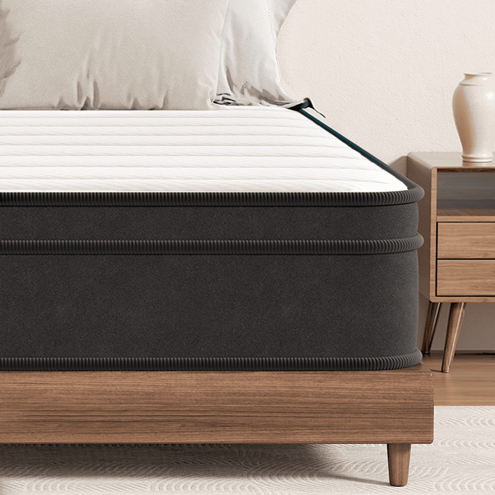 Queen Kid Mattress, 10 inch Cooling Memory Foam and 5-Zone Pocket Innersprings Mattress for Motion Isolation/ Edge Support/Back Pain Relief, Medium Firm