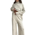 thumbnail image 2 of Womens Knit Lounge Set 2 Piece Sweater Top and Wide Leg Pants Soft Cozy Outfit for Fall Winter Khaki M, 2 of 7