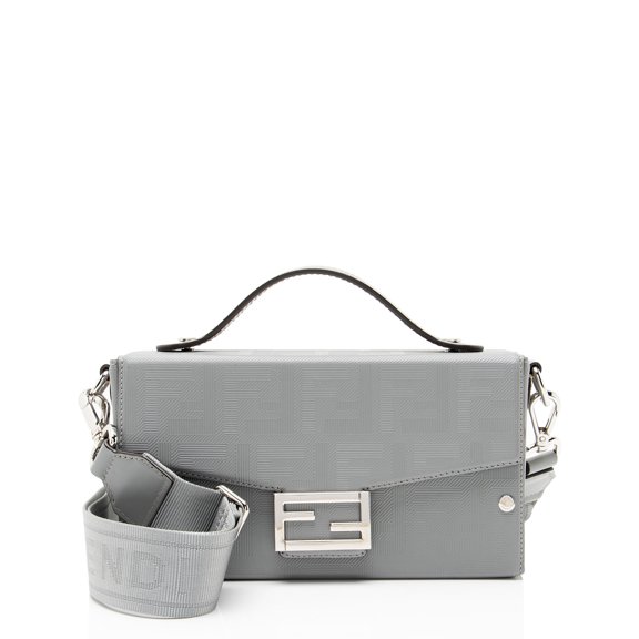 Pre-Owned Fendi FF Shadow Vitello Soft Trunk Baguette