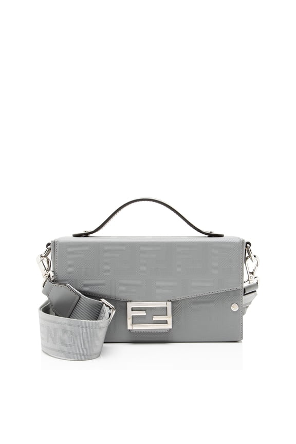 Pre-Owned Fendi FF Shadow Vitello Soft Trunk Baguette