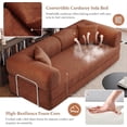 thumbnail image 4 of avobird 78" Convertible Sofa Bed, 5-in-1 Corduroy Futon Pull Out Couch, No Assembly Boneless Sleeper Sofa for Living Room & Bedroom, Orange, 4 of 5