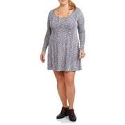 Women's Plus Fit and Flare Long Sleeve Dress