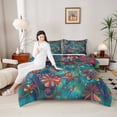 thumbnail image 4 of Erosebridal Retro Boho Floral Bedding Toddler Comforter Set,Rainbow Botanical Down Comforter,Gradient Blue Pink Bedding Sets Toddler with Comforter,Microfiber Room Decoration Reversible,2 Pieces, 4 of 7
