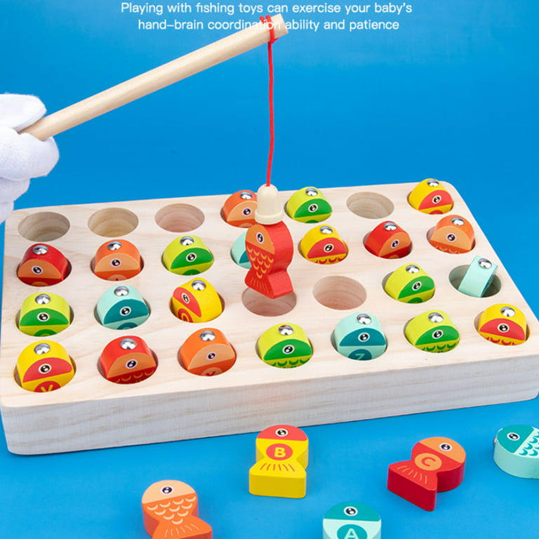 Wooden Magnetic Fishing Game, Fine Motor Skill Toy ABC Alphabet Color  Sorting Puzzle