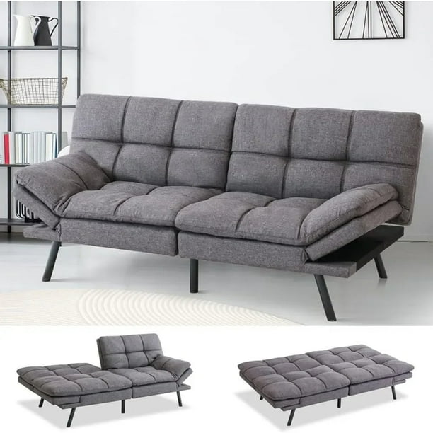 Grey leather sofa bed sales