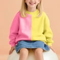 thumbnail image 6 of AINIYS Girls Crewneck Sweatshirt Colorblock Pullover Long Sleeve Fleece Tops Casual Drop Shoulder Pullover Yellow 13 Years, 6 of 7