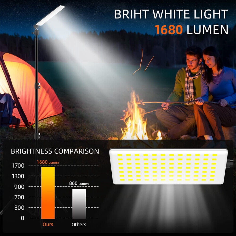 LITOM 84LED Tripod Stand Floor Camping Light Outdoor Super Bright Camping Light Adjustable Metal Telescoping Tripod 6ft, USB Powered
