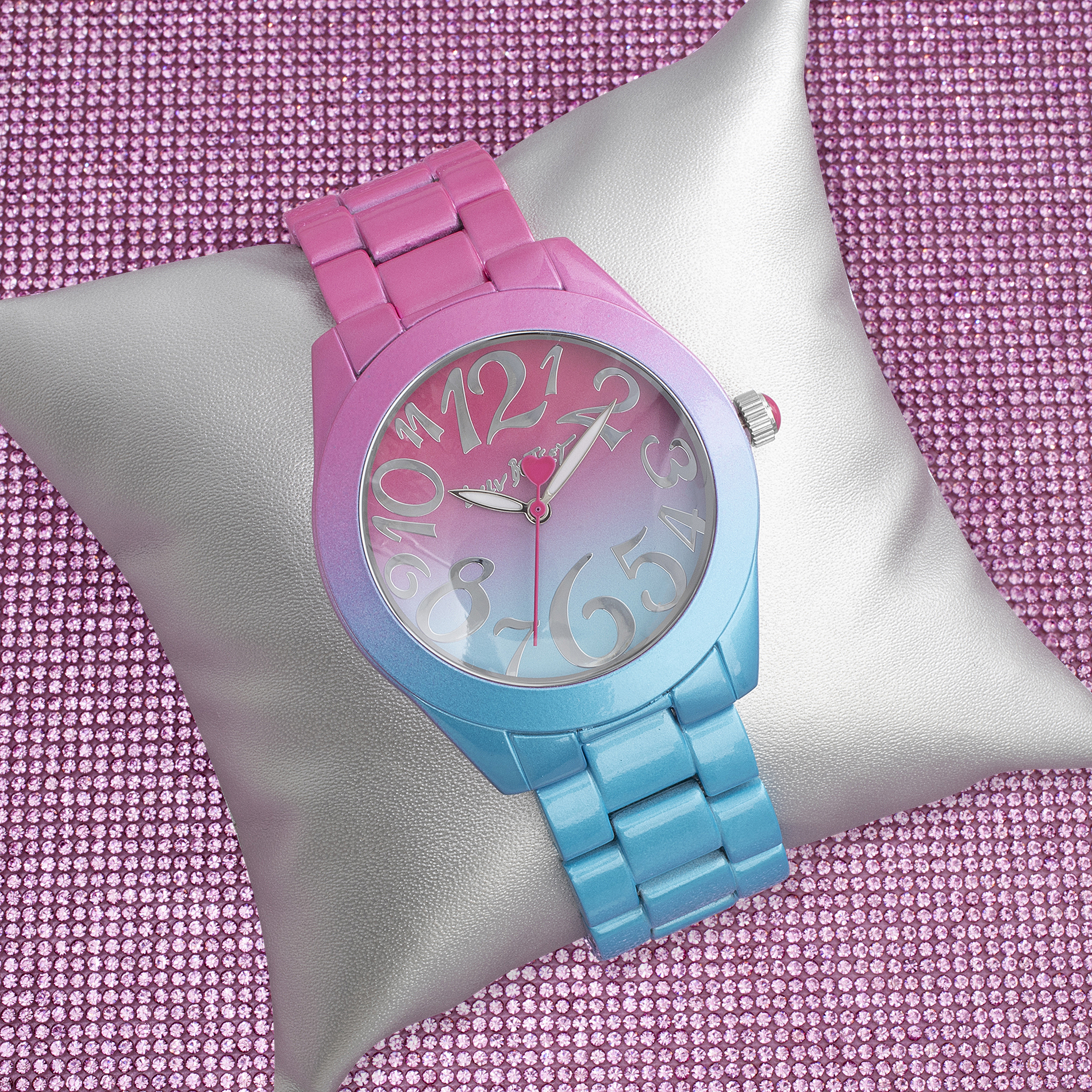 Luv Betsey Women's All Over Gradient Pink and Blue Printed Case, Dial and Band Watch