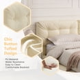 thumbnail image 5 of Christopher Knight Home PU Leather Queen Bed Frame with LED Lights, Button-Tufted Headboard, Beige, 5 of 10