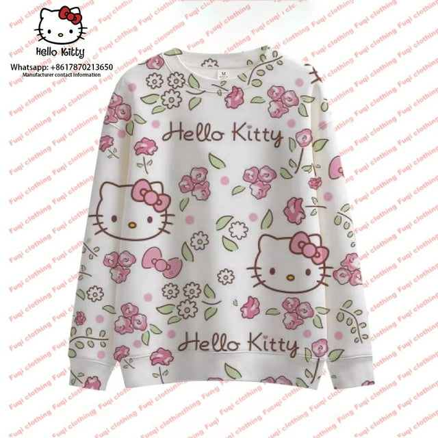 Sportswear couple Adolescent Mode Décontractée Hello Kitty Chandail à Capuchon Femme Vêtements d'Extérieur Mode Automne Chandail à Capuchon Tenue Parent-Enfant