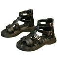 thumbnail image 1 of Liyamei Girls' Soft Sole Roman Sandals For Summer Black 14, 1 of 5