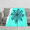thumbnail image 2 of Durable Soft & Warm Flannel Blanket - Elegant Black Floral Design on Turquoise Cozy for Sofa Travel Bed & Chair, 2 of 7