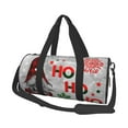 thumbnail image 2 of Xecao Cute Santa print Round Travel Duffel Bag is a foldable gym bag with an inner pocket, perfect for travel sports, 2 of 8