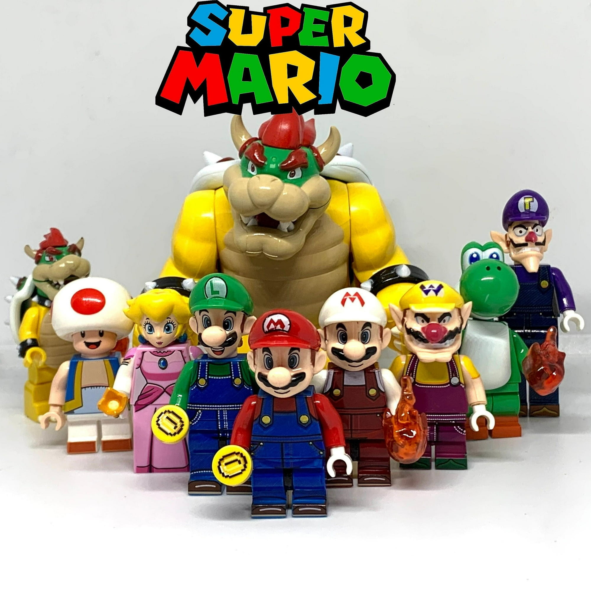 10pcs Mario Minifigures Bowser Luigi Wario Princess Peach Yoshi