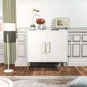 LYNSOM Storage Cabinet with Doors, Modern Design, White