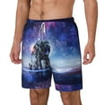 thumbnail image 2 of Balery Astronauts Start Running Mens Swim Trunks Swim Shorts for Men Quick Dry Inseam Beach Shorts with Compression Liner Pocket-3X-Large, 2 of 9