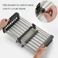 thumbnail image 4 of GULICA Dish Drying Rack Black, Adjustable Stainless Steel Drainer Basket Drain Tray for Dish Vegetable Fruit, 18.2" x 8.9", On or in Sink Kitchen Basket Dish Drying Rack, 4 of 6