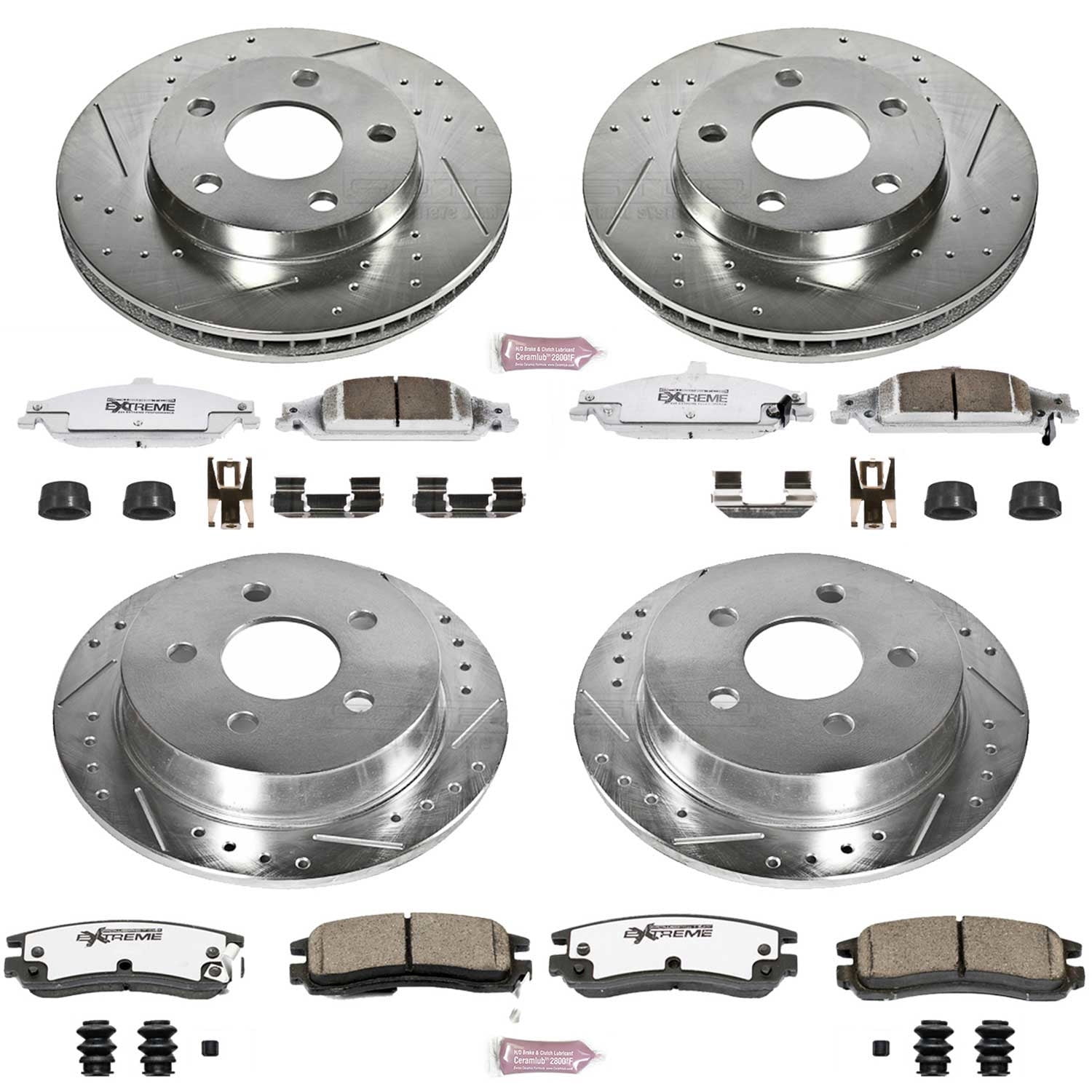 PowerStop Front and Rear Z26 Street Warrior Carbon-Fiber Ceramic Brake Pad and Drilled and Slotted Rotor Kit Fits: OLDSMOBILE PONTIAC Select Models K1552-26
