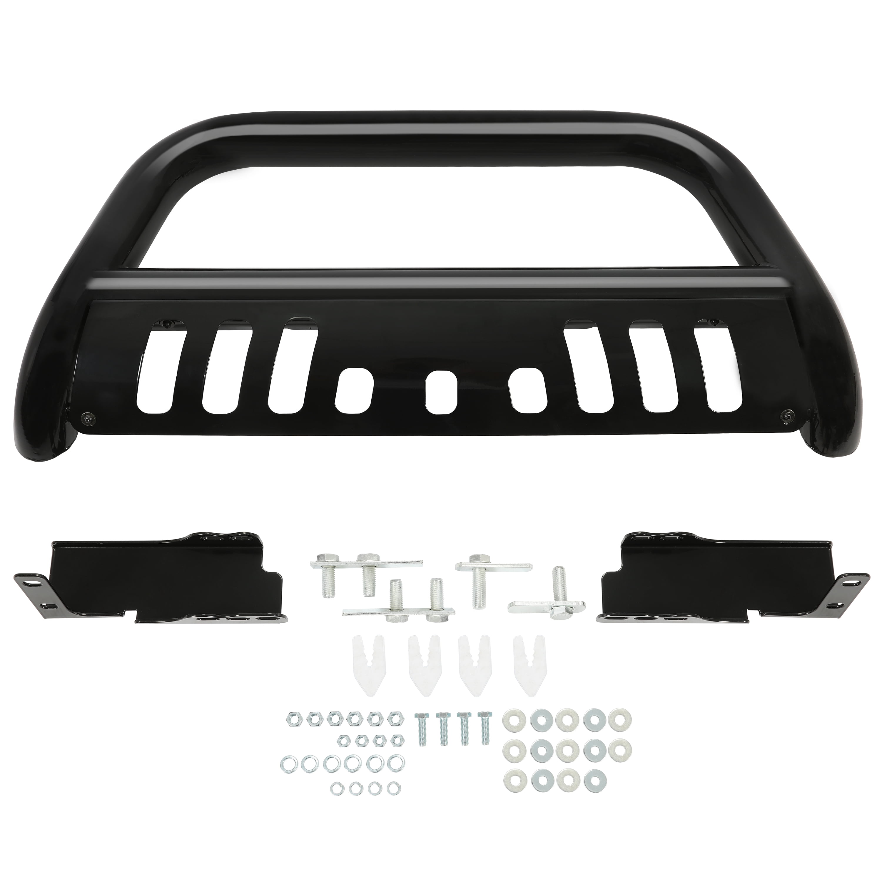 Kojem 3’’ Front Bumper Bull Bar Brush Push Fits 2007-2020 Chevy Silverado GMC Sierra Tubing Black with Instruction