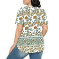 thumbnail image 4 of Otvok Ladies Casual Short Sleeved Loose Round Neck Floral Print Tops, 4 of 5