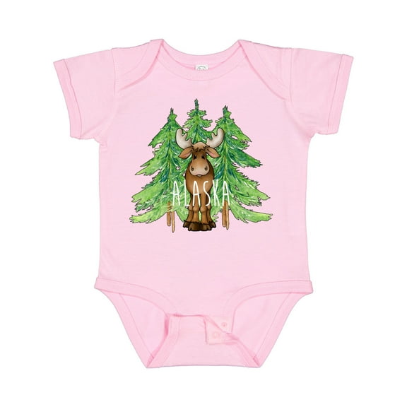 Inktastic Alaska Moose and Trees Boys or Girls Baby Bodysuit