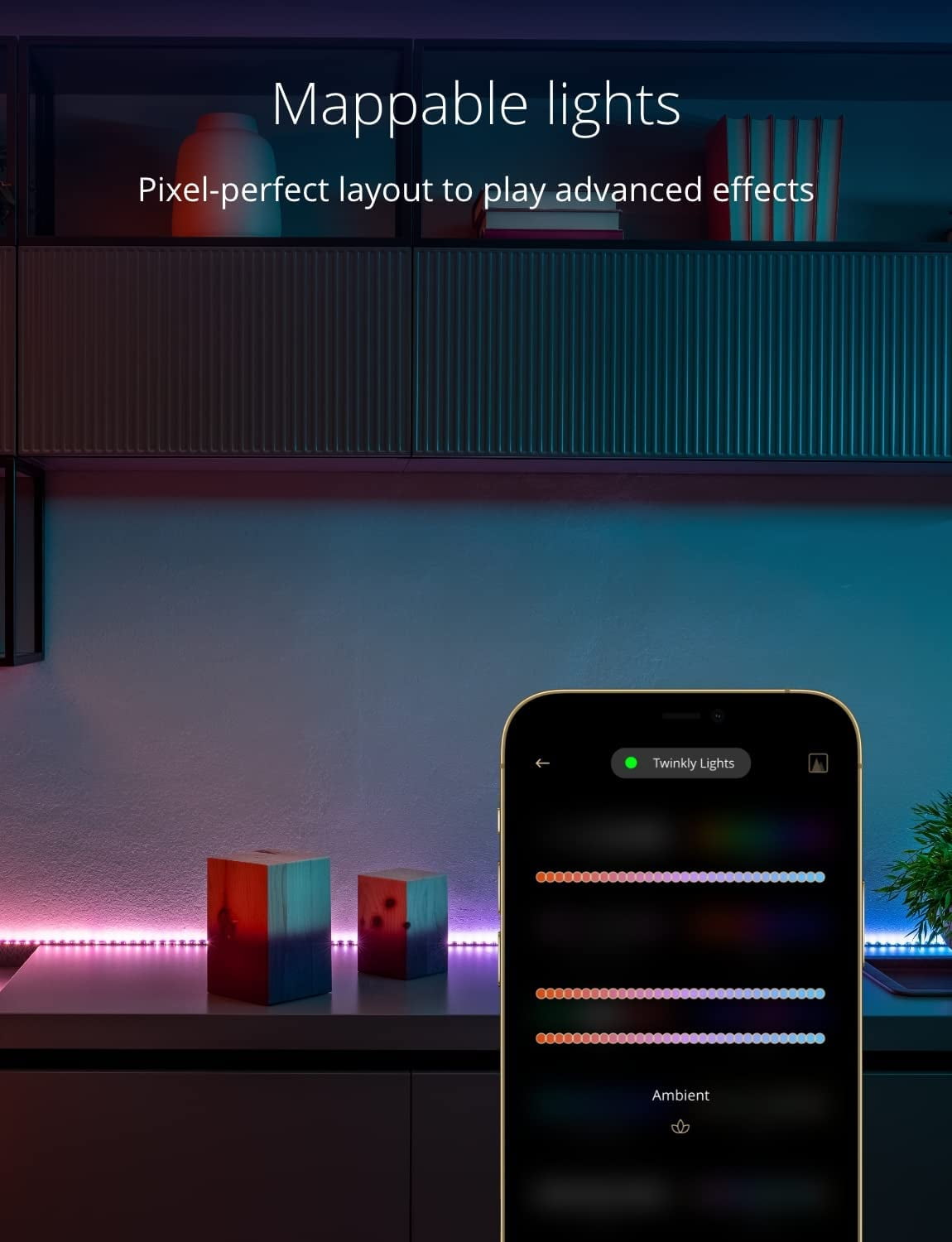 Twinkly Line – Extension Kit App-Controlled Adhesive + Magnetic LED Light Strip with RGB (16 Million Colors) LEDs. Extendable. 5 feet. White Strip. Indoor Smart Home Decoration Light