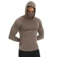 thumbnail image 2 of Mens Compression Thermal Shirts Hoodie with Mask Long Sleeve Winter Sports Base Layer Top Active Running Sun Shirt, 2 of 8