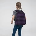 thumbnail image 4 of Lafuoo Purple Black Plaid Pattern Lightweight Backpack, Wear-resistant Multi-pocket Travel Backpack, Suitable for Work, Campus, Mountaineering, Unisex-One Size, 4 of 7