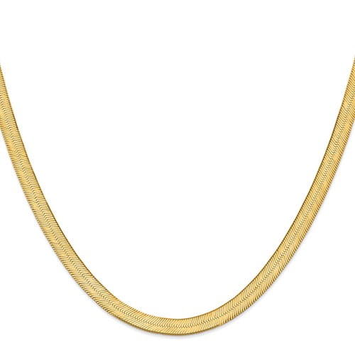 14k Yellow Gold 18in 6.5mm Silky Herringbone Necklace Chain by Jewelrypot