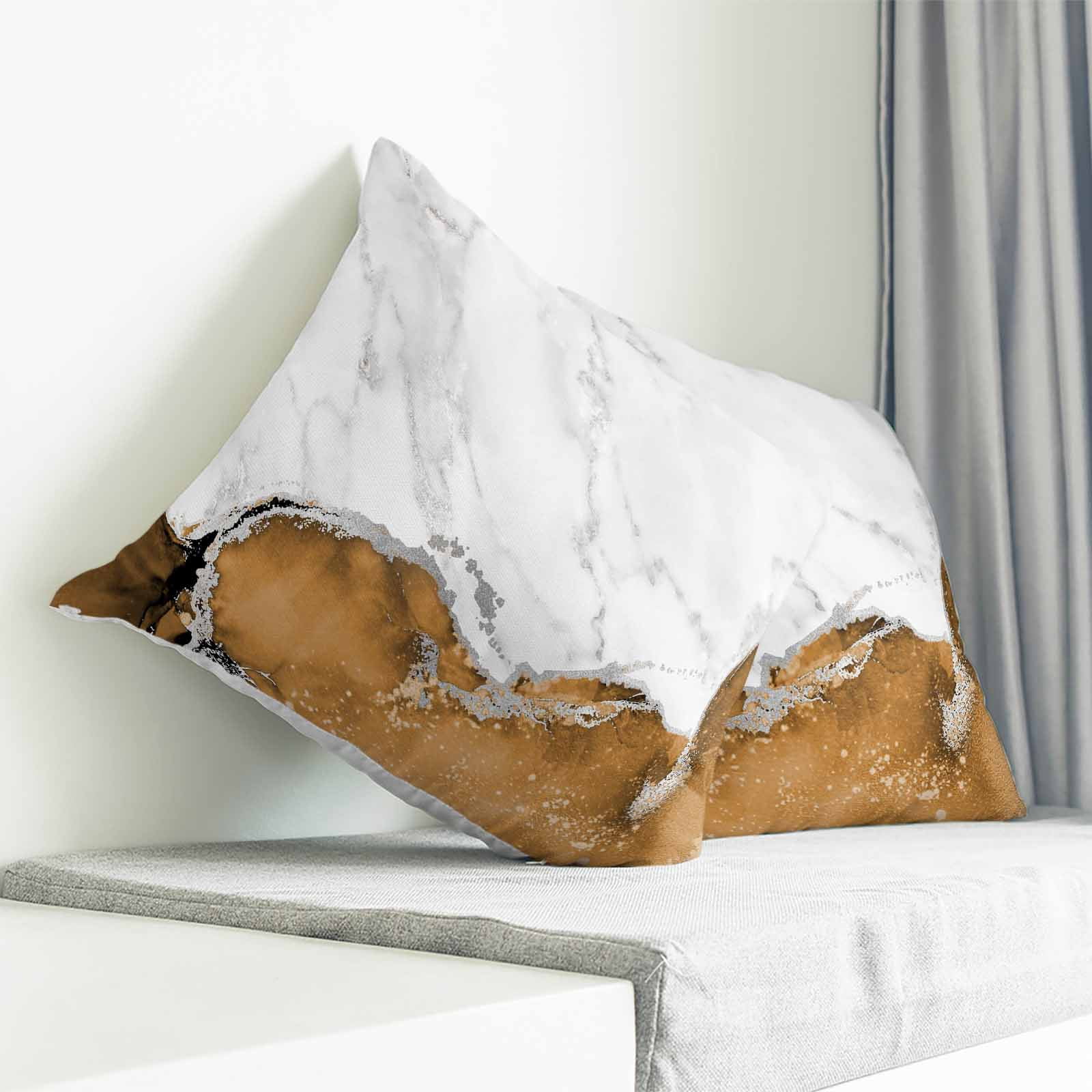 Throw Pillow Covers 26x26 Inch, Brown Marble Crack Decorative Pillow Cases for Couch Sofa Bed, Modern Abstract Geometric Texture Cotton Linen Square Home Decor Pillowcases with Hidden Zipper