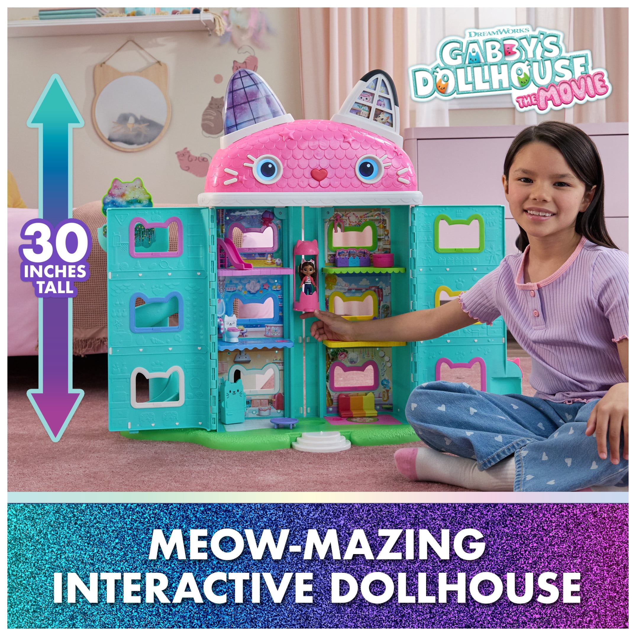 Gabby's Dollhouse: The Movie, Meow-mazing Interactive Dollhouse, Digital Eyes, Sound FX, 7 Rooms