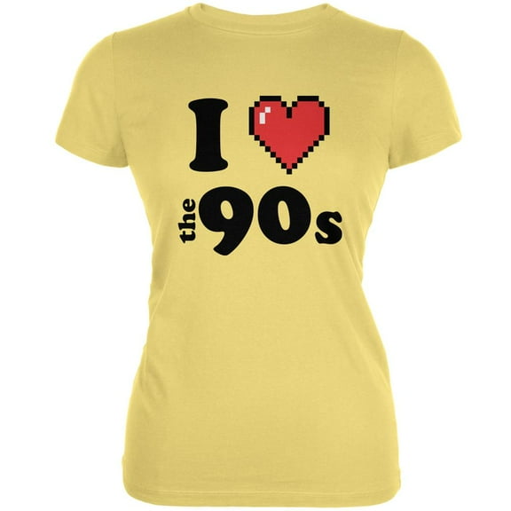 I Heart The 90s Yellow Juniors Soft T-Shirt - Small