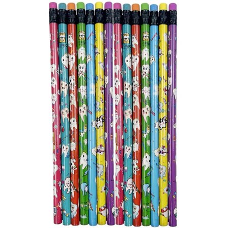 Hzzsbu Cartoon Tooth Pattern Pencils with Erasers, 50-pack for Party Favors and Office Use