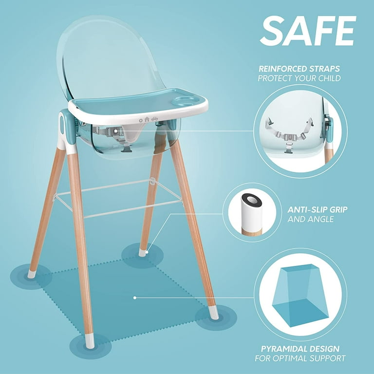 Children of Design 6 in 1 Deluxe High Chair for Babies and Toddlers Booster Seat With Tray for 6 Months to 6 Years Old Blue