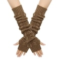 thumbnail image 1 of Guantes largos cálidos de lana gruesa de estilo coreano para mujer, guantes largos de manga larga con giro para vacaciones, para otoño e invierno, 1 of 6