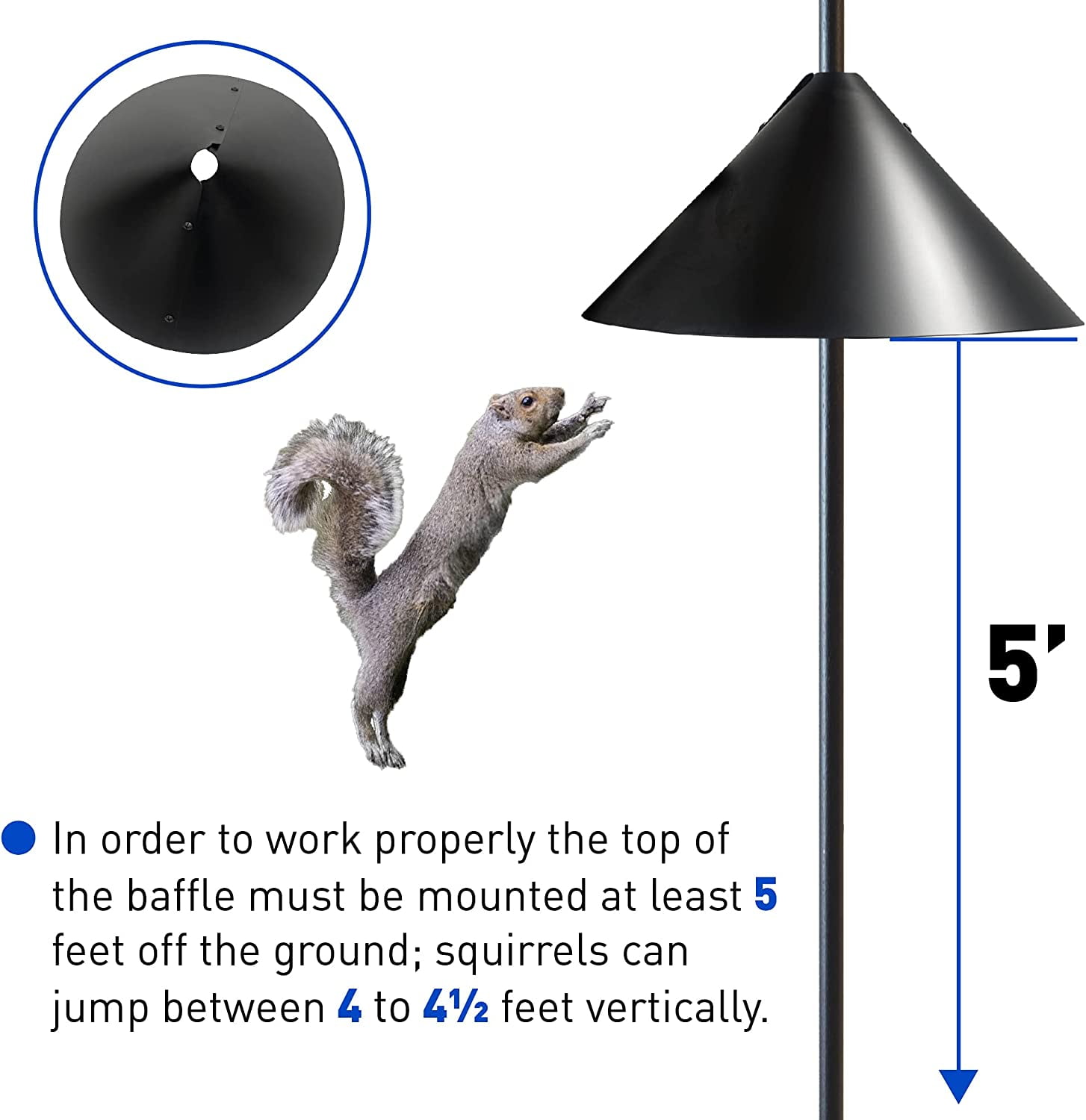 Squirrel Proof Bird Feeder  Wild Bird Station - Powder Coated 81 Inch Steel Pole  Squirrel Baffle  4 Bird Feeders  1 Squirrel Peanut Feeder - 5 Prong Base  PATENTS PENDING