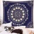 thumbnail image 3 of White Bohemian Tapestry Wall Hanging, Mandala Floral Medallion Hippie Tapestry with Light Brown Aesthetic Wreath Design, Cream Wall Decor Blanket for Bedroom Home Dorm, Small 50脳60 Inches, 3 of 7