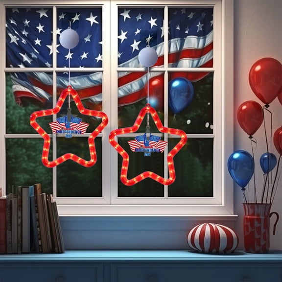 AZXY Patriotic Lights,4th of July Lights,Hanging Patriotic Lighting Decorations for Independence Day,Window Lights Red White and Blue Light